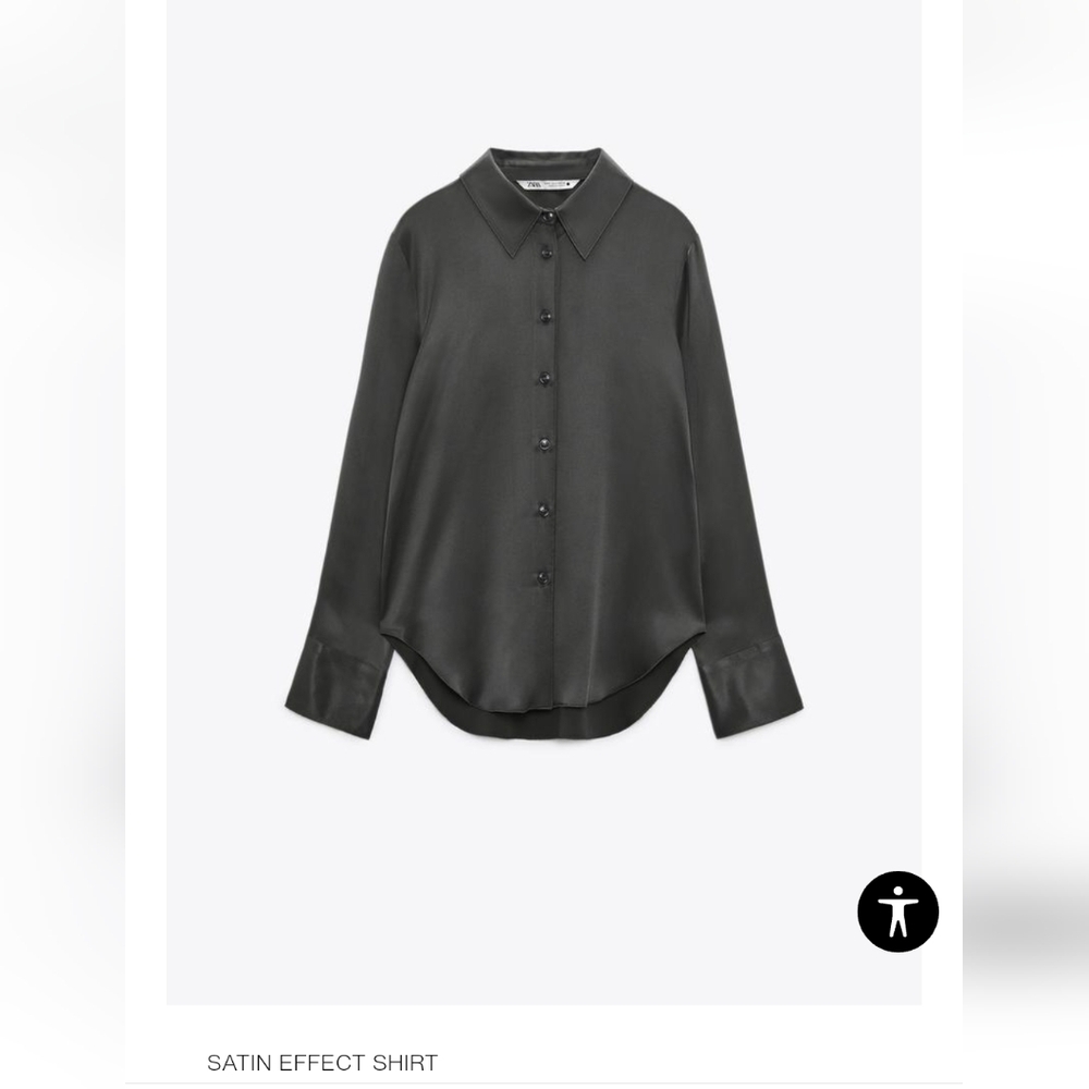 Elegant Sateen Gray Button-Up Shirt